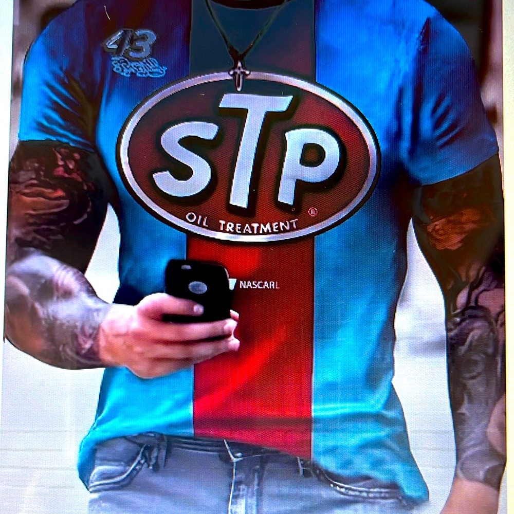 “STP” 3D Digital Pattern Print Men’s Graphic Short Sleeve T-Shirt XL